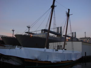 schooner at sunrise