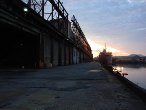 warehouse at sunrise
