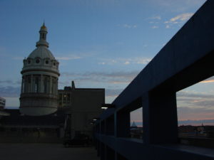 city hall from south at sunrise