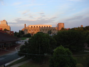 armory to west at sunrise
