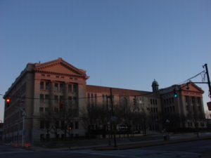 administration building at sunrise