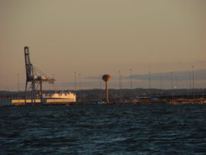 marine terminal at sunrise