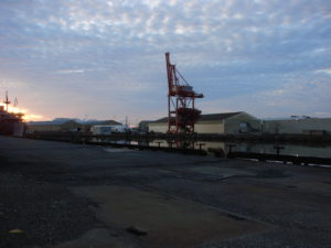 cargo pier at sunrise
