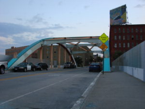 steel bridge at sunrise