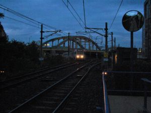 light rail at sunrise