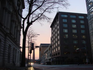 city offices at sunrise
