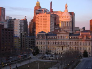 city hall at sunrise