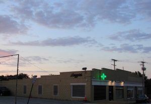 medical marijuana dispensary at sunrise